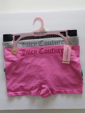 (#135)  Juicy Couture Intimates 3 Pack Logo Boyshort Panties Size 2X